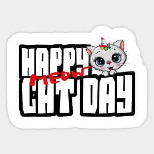 happy cat day, funny cat, rainbow Sticker